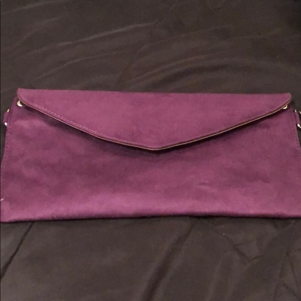 Purple suede clutch purse